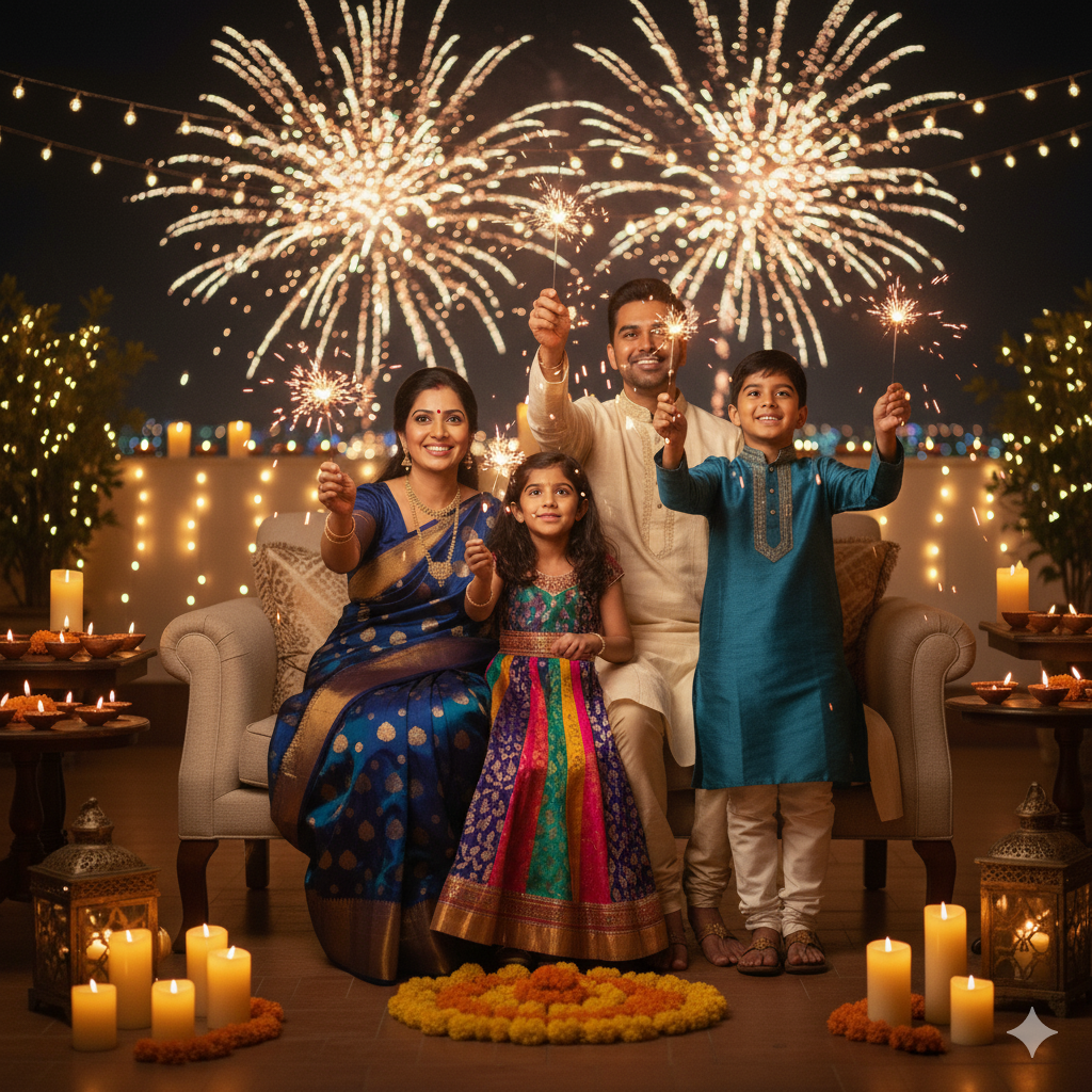 Gemini AI Photo Prompt: 10 Diwali Family Prompt
