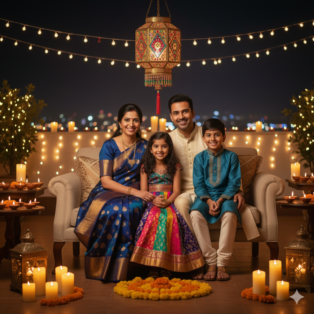 Gemini AI Photo Prompt: 10 Diwali Family Prompt